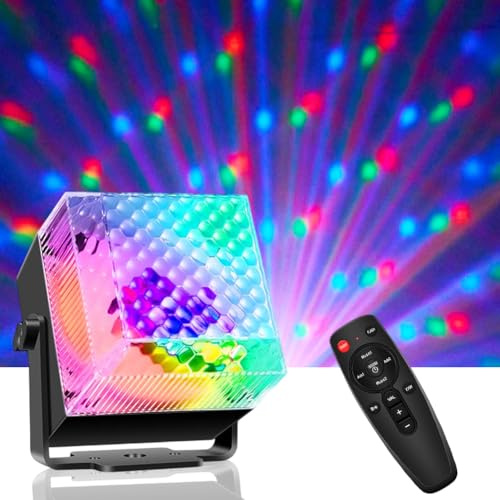 Stor discoboll, RGB stroboskop, festlampa med motor och fjärrkontroll, musikkontroll, 48 dB dansfestlampor, karaoke, jul, tak/väggmontering