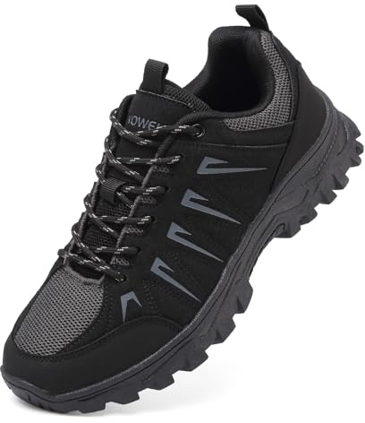 HaloTeam Zapatos de Senderismo Hombre Antideslizantes Transpirable Trekking Sneakers Escalada Zapatillas de Montaña,Negro,EU 45