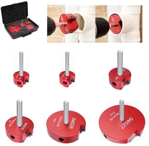 Kit de escariador de PVC de 6 piezas para extracción de tuberías de PVC/CPVC/ABS, para aleación de aluminio mecanizado CNC con inserciones de carburo, tamaños de 3/4 a 4 pulgadas, vástago hexagonal de