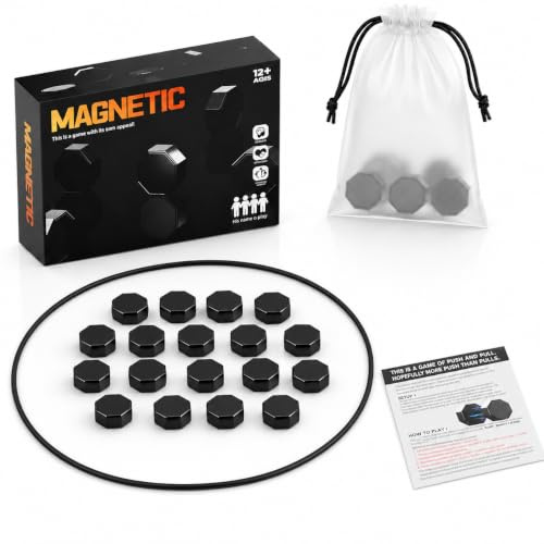 Jeu Magnétique de Stratégie Mini, Échecs Magnétiques Portable avec 20 Pièces Aimantées, Corde de Jeu, Sac de Rangement et Guide, Jeu Aimants de Voyage pour Famille, Enfants, Fête et Camping (A)