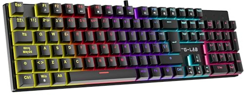 The G-Lab - KEYZ Radium - Teclado Gaming Español QWERTY con Ñ, Formato 100% - Teclado Mecanico con Switches Rojos Lineales - Anti-Ghosting 26 Teclas - RGB Rainbow 20 Modos - para PC, PS5, PS4 y Xbox