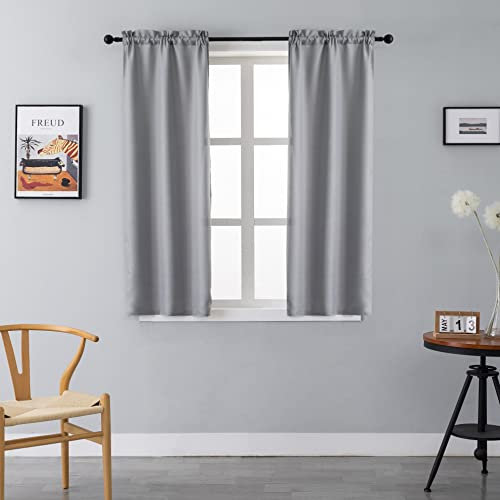GIRASOLE HOME® Coppia Tende Semi Oscuranti Tinta Unita Tenda per Soggiorno e Camera 2 Pannelli con Tasca (Grigio, 70x145cm)