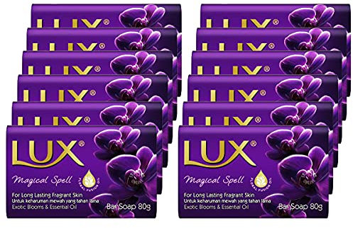 LUX Purple Magical Beauty Soap Bar - Indulgent Skincare for Face, Hands & Body - Enriched for Smooth, Radiant Skin - Gentle Daily Bath & Shower Soap w/Fresh Fragrance - Men & Women - 80g x 12