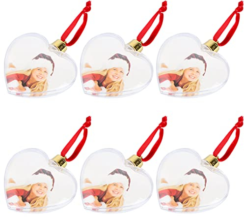 Foto Christbaumkugeln Transparente Weihnachtskugeln Befüllbar: Herz Fotorahmen DIY Kunststoffkugeln Befüllen Basteln 6 Stücke Weihnachtsbaum Anh?nger Party Festival Dekoration