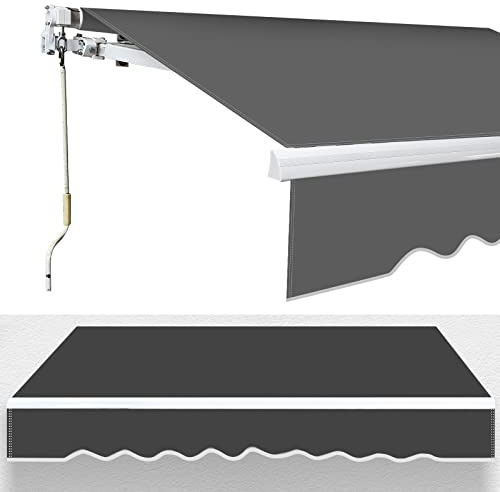 Jopassy Gelenkarmmarkise Sonnenschutz, 300x250cm Grau Markise Einziehbar mit Manuell Balkonmarkise Aluminium Anti-UV und Wasserfest, Neigungswinkel bis 30 Grad Erfordert Montage