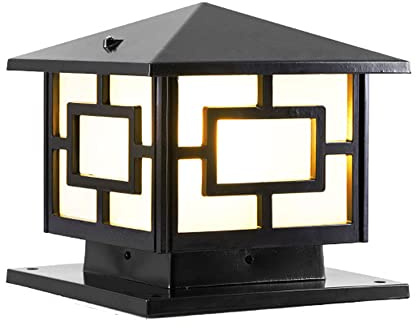 RCIDOS Courtyard Landscape Column Light European Pillar Light Outdoor Waterproof Door Pillar Head Lamps Aluminum Vintage Rustic Lantern Post Lamp for Main Gate Garden Villa Terrace Lamp