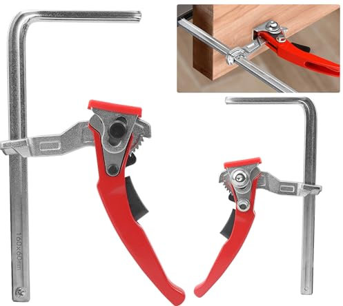 BIGP Hebelzwinge, Tischzwinge, Schnellspanner - 2 Stück Ganzstahl Zwingen mit 160mm Kapazität und 60mm Kehlentiefe für Schleifen und Schneiden