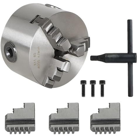 K11-80 Drehfutter 3, 3-Backen-Drehfutter Aus Metall, Selbstzentrierendes Drehfutter Mit Zwei Backensätzen Und Spannschlüssel Für Schleifmaschinen Und Fräsmaschinen