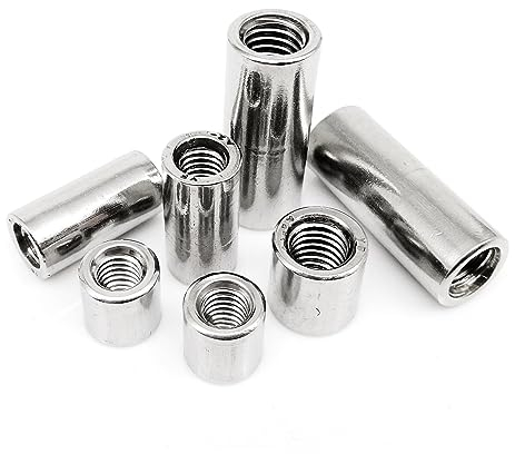 Kontermuttern, 10 Stück M3 M4 M5 304 Edelstahl verlängern lange runde Verbindungsmutter, Verbindungsstück, Hülsenmutter (Größe: M5 x 8 x 12–10 Stück) (Color : One Color, Size : M3*6 * 5-10PCS)