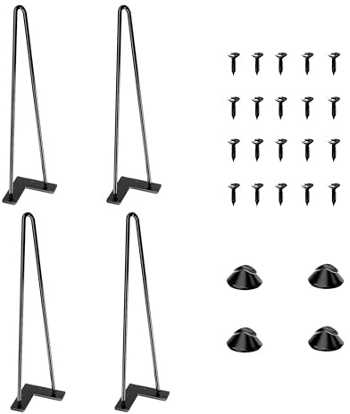 SANKEYTEW 51cm Metal Table Legs, Set of 4 Hairpin Legs, Feet for Furniture, Metal Coffee Legs, Dining Table, with Floor Protectors and Screws Available (51 cm, 2 Rods)