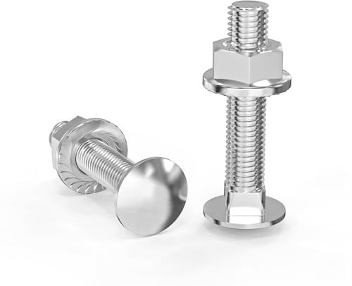 Wavanta M6 Coach Bolts, M6 x 30mm Carriage Bolts with Flange Hexagon Nuts, Zinc Plated, Carbon Steel, Coach Screws, Pack of 20