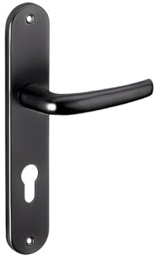 THIRARD Ensemble de Poignées pour Porte d'entrée, Design Moderne, Trou de Cylindre, Carré 7 mm, Entr'axes 195 mm, Finition Noir, Aluminium Embouti, Installation Facile