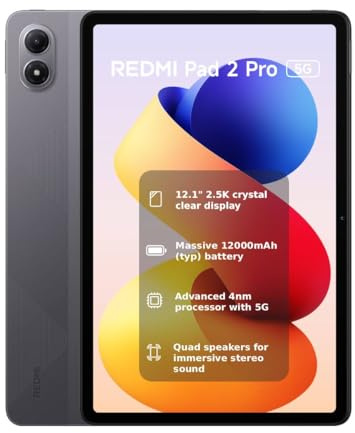 XIAOMI REDMI 2 Pro 5G, 8+256GB, 12.1 2.5K 120Hz Crystal-clear Display, Massive 12000mAh, 4nm Processor with 5G, Dolby Atmos, Graphite Gray, Warranty 2 years, Charger Not Included
