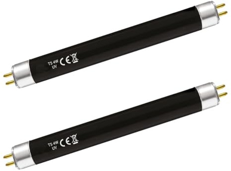 Genérico T5 4w 150 mm / 6'' - Bombillas CFL - CREA luz Negra Ultravioleta (UV) para Ayudar en la detección de Billetes y pasaportes Falsos - Bases G5 de 2 Pines (Paquete de 2)
