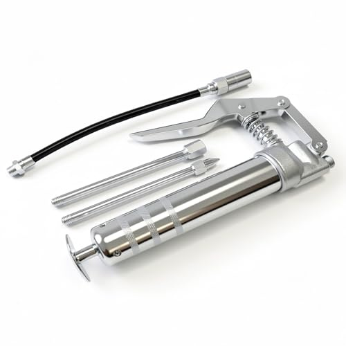 JNYYGSALL Mini fettpress 4500 PSI – manuell handfettpress med flexibel slang, platt och nålmunstycke för bilar, motorcyklar, cyklar och släpvagnar – Kompatibel med bulkfett eller 120 g patroner