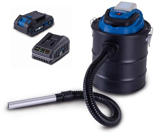 Scheppach Aspirateur à Cendres sans Fil C-AVC15-X - Série IXES 20V - Puissance d'aspiration 10 kPa - réservoir : 15L - Longueur du Tuyau 1 m - 1 Batterie 2Ah + Chargeur