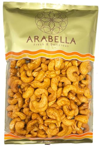 Arabella Spicy Roasted Cashews 450g – Dry Roasted Whole Cashew Nuts – Crunchy Vegan Snack – No Preservatives – New Season Crop