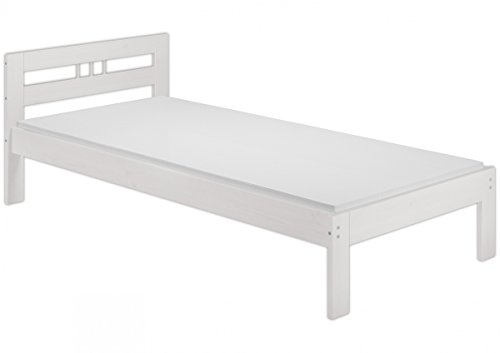 Erst-Holz® Jugendbett weiß 90x190 Einzelbett Kinderbett Kiefer massiv Rollrost Matratze 60.64-09-190 W M