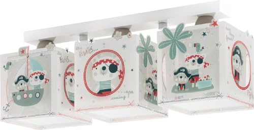 Dalber Kinderlampe Deckenleuchte, Kinderzimmer Deckenlampe 3 Lichter Tiere Piraten The Pirates, 50 x 14 x 20.5 cm