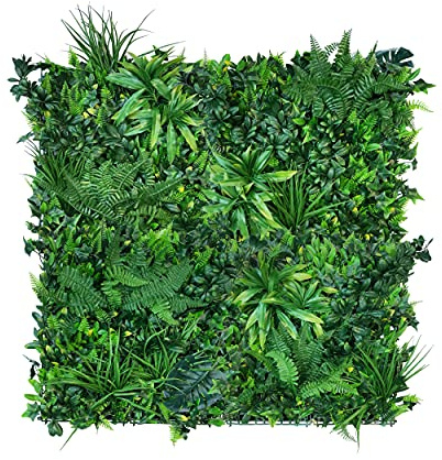 GJS Pflanzenwand 1m x 1m – hyperrealistische Wandpaneele mit hochwertigen künstlichen Pflanzen als Indoor und Outdoor Wanddeko
