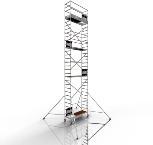 Échafaudage professionnel : ALTEC AluKlik 2.0 1000, hauteur de travail 10 m | TÜV | Fabriqué en Allemagne | Avec roulettes Ø 150 mm | Échafaudage roulant en aluminium, échafaudage pliable,