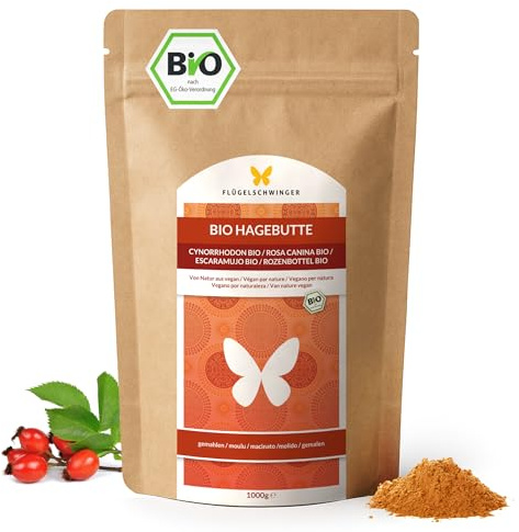 1 kg polvere di rosa canina BIO, qualità biologica certificata, da frutti interi maturati al sole, finemente macinata (1000 g)