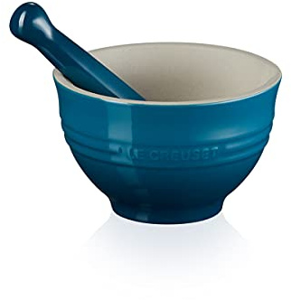 Le Creuset Mortaio e Pestello, Diametro 11.5 cm, 360 g, 300 ml, Gres Vetrificato, Deep Teal
