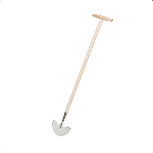 Rekord Rasenkantenstecher (Stahl, verzinkt) mit 90 cm T-Stiel aus Buchenholz, Arbeitsbreite: 20 cm, zum Entfernen von überwachsenem Gras und Unkraut, Kantentrimmer