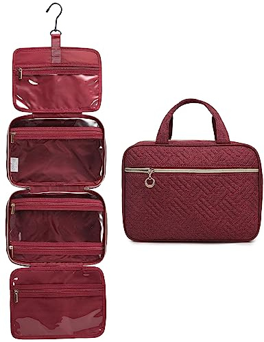 Kulturtasche Damen LOVEVOOK wasserdichte Kulturbeutel zu Aufhängen Faltbare | Waschtasche Kosmetiktasche Groß mit 360°Drehbare Haken Waschbeutel für Damen