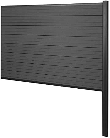Mendler WPC-Sichtschutz Sarthe, Zaun Windschutz, Alu-Pfosten zum Einbetonieren Erweiterungselement, 185cm - anthrazit