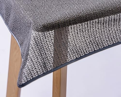 Weichschaum-Tischdecke mit Saum | Grau/Anthrazit - Oval - 140x180cm | Schaumdecke | Klassik-Outdoor-Decke | Garten/Terrasse/Balkon | wetterfest | rutschfest