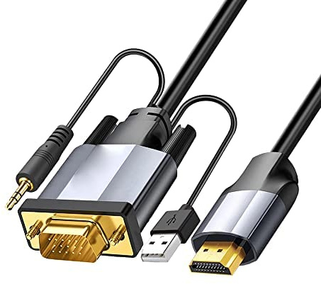 baolongking VGA auf HD Kabel, Vergoldet 1080P auf HD Adapterkabel, VGA Ausgang zu HD Eingang Konvertierungskabel, geeignet für Desktops, Laptops, Projektoren, Monitore, HDTVs, Xbox (3 Meter)