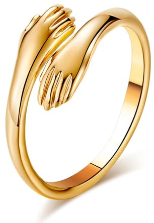 Wendalern Öffnen Versprechen Index Ring Gold Umarmung Handring Liebe Umarmung Fingerring Paar Wickelband Ring Verlobungsring Trauringe Schmuck für Frauen und Mädchen