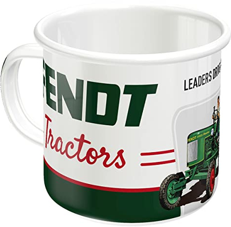 Nostalgic-Art Retro Emaille-Tasse, 360 ml, Fendt – Tractors | Original Fendt Lizenzprodukt (OLP), Camping-Becher für Kaffee, Vintage Design, Geschenk-Idee für Traktor-Fans