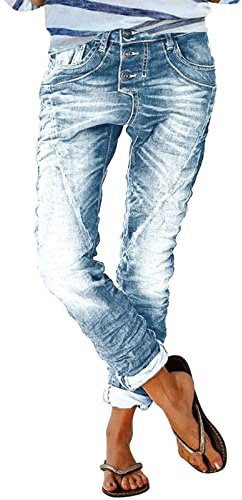 Damen Jeans Hose Boyfriend Baggy Used Relaxed Fit Jeanshosen Vintage Streetwear Straight Jeans in Aged-Waschung Jeans Denim Pants Harajuku Jeanshose Hüftjeans Casual Damenjeans