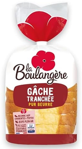 La Boulangère - Gâche Tranchée Pur Beurre 400G : le pain brioché à déguster à tout moment de la journée - Lot De 4 - Vendu Par Lot