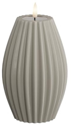 Deluxe Homeart Stripe Flammenlose LED-Kerze - mit Real Flame™-Technologie - batteriebetriebene Kerze (10 x 15 cm, Sand)