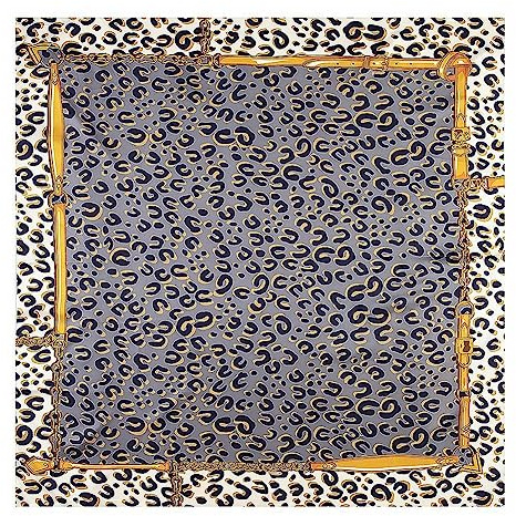 Yurosiay dam sidenscarf 130 × 130 cm silkesduk leopardmönster mode sidenhalsduk elegant bandana duk sidenhalsduk leopardmönster mjuk lätt sidenhalsduk huvuddukar dam siden grå