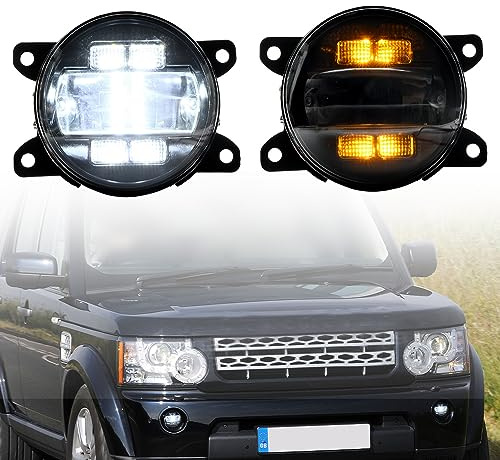 NSLUMO LED-Nebel-/Tagfahrlicht für L/and Rover R/ange Rover L322, | Freelander 2, Discovery 4, Frontstoßfänger-Reflektoren, Blinker, getöntes Glas, 6000K, 2PCS