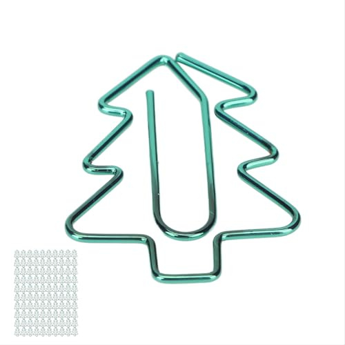 ANKROYU 100 Stück Baum Büroklammern, Metall Deko Paperclips in Grün für Büro Schule Home Office, Motiv Weihnachtsbaum, Niedliche Geschenkidee zu Weihnachten für Journal