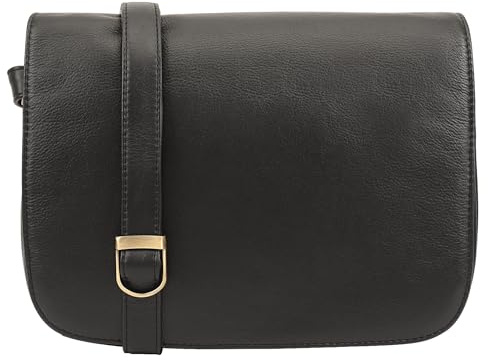 Lloyd Baker Umhängetasche aus echtem Leder, weiche Schultertasche mit verstellbarem Riemen, kompakte Größe mit mehreren Fächern, Nahan, Schwarz