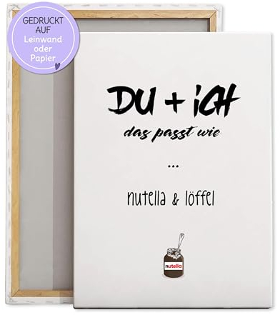 Feenstaub Print 'Nutella & Löffel', personalisierte Leinwand, personalisiertes Poster, personalisiertes Hochzeitsgeschenk, Hochzeitsposter, auf deutsch oder englisch Liebes-Poster für Pärchen