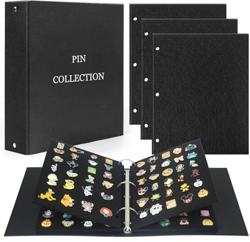 Pinnsammelbuch, Pinnwände für Emaille Pin Display, 280 Pin Kapazität, Display und Trade Your Pins, Pin Trading Book, Schwarz | Kapazität 280 Pins, Filztafel, Pin-Sammelbuch