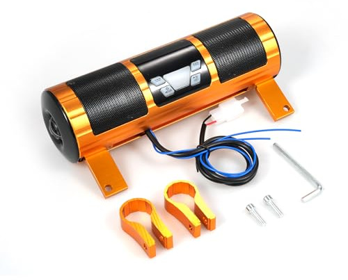 Mulcort Altoparlante stereo per moto, impermeabile BT MP3, sistema di amplificazione audio, soundbar montato sul manubrio con USB, radio FM per moto, scooter, ATV