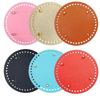 Abiyou 9PCS Base Bolso Crochet, 15CM Fondo de Bolsos Bases para Bolsos de Ganchillo, Cojín Inferior de Bolso Tejido a Mano, Redonda Inferior de Cuero para Bolsas, para Bolsos, Hombros, Mochilas
