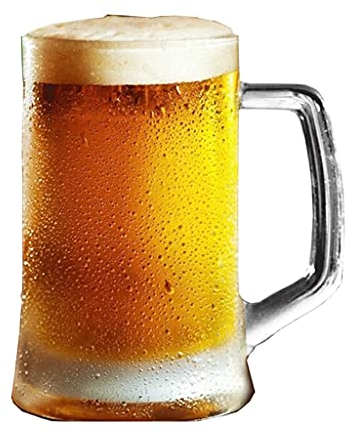 QTANZIQI Bierkrug aus Holz im nordischen Stil mit Henkel - Großer Schwerer Glaskrug zum klassischen Biertrinken (395ml)
