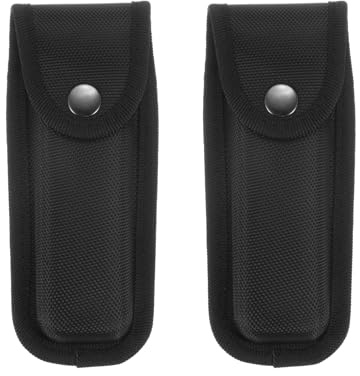 QUARKZMAN 2Pcs Étuis pour Couteau de Poche en Nylon 6,5 x 2,8 à Porter Horizontalement ou Verticalement avec Boucle de Ceinture, Étui avec Fermeture à Pression, Noir