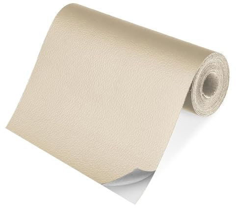 Kunstleder Selbstklebend Beige, 10 x 160cm Lederflicken Selbstklebend Leder Reparatur Patch, Leder Reparatur Patch Für Couch, Sofa, Autositze, Zubehör, Taschen und Renovierung