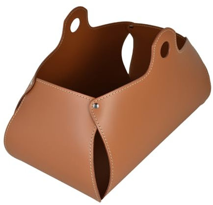 LIMAC Design Penelope Zeitungsständer modern aus Leder, Zeitschriftensammler, Originaler Zeitungskorb, Bücherkorb, für Zuhause, Büro, Hotel, Hergestellt in Italien. (Braun)