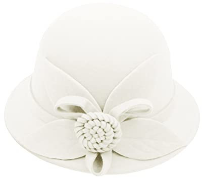 Generisch Regenhut Damen Wasserdicht - und sommerblumen für Damen, runde Oberseite, lässig, Basin-Kappe, kleine Melone Samt Hut Damen (White, M)